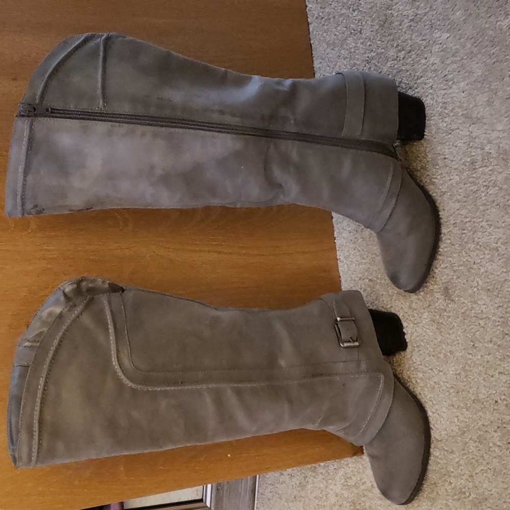 Grey high boots